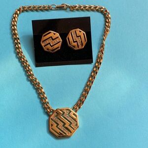 Gold Geometric Necklace and Earring Set